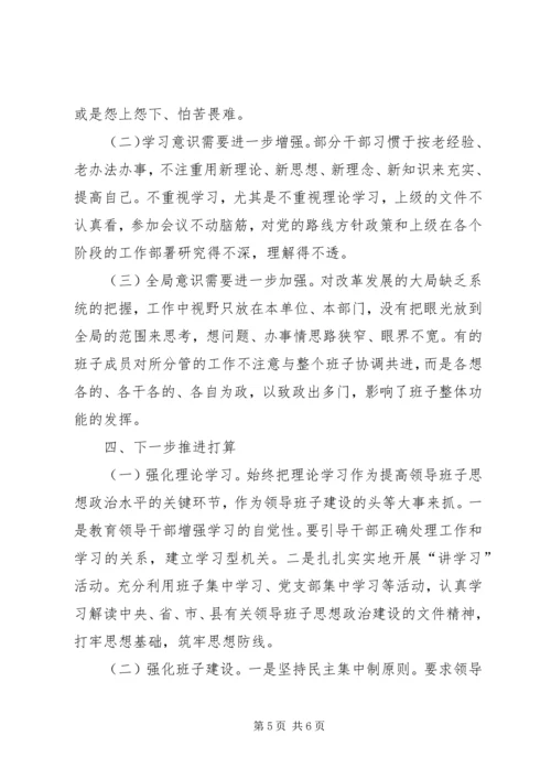 园区领导班子思想政治建设工作自查报告.docx