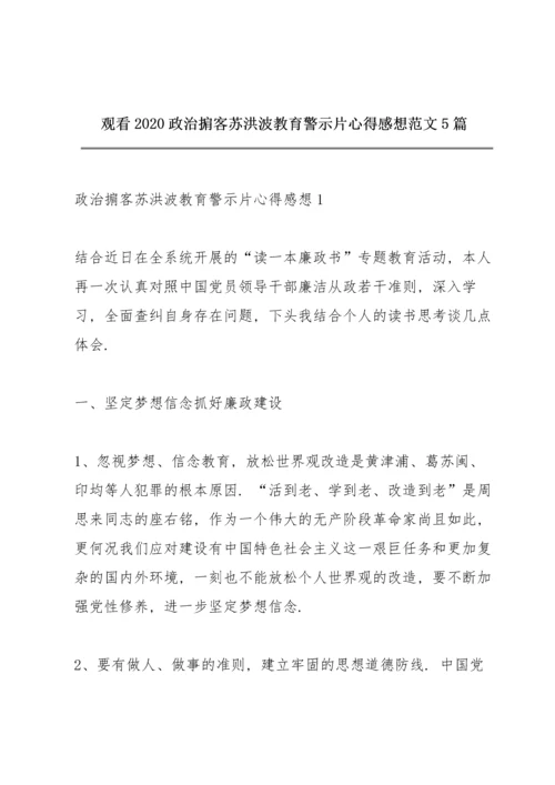 观看2020《政治掮客苏洪波》教育警示片心得感想范文5篇.docx