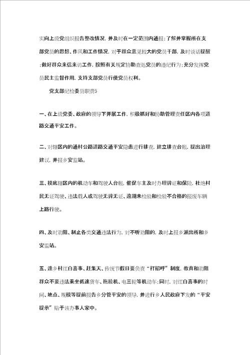 党支部纪检委员职责五篇