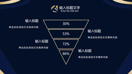 蓝金发射光状奢华PPT模板