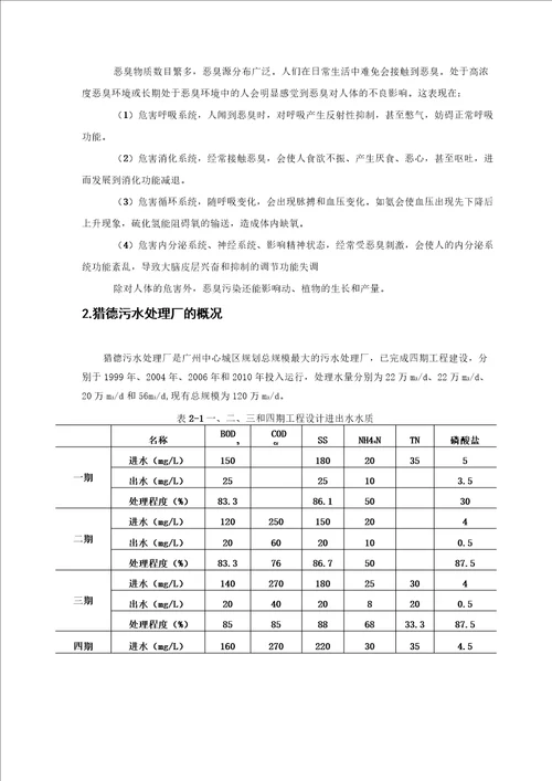 发送2：城市污水处理厂恶臭产生的机理及成份研究修改