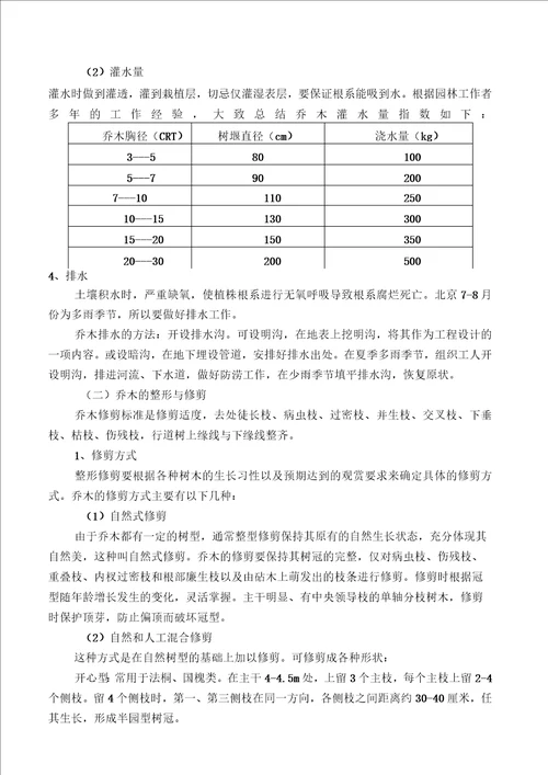 园林绿化养护方案及措施