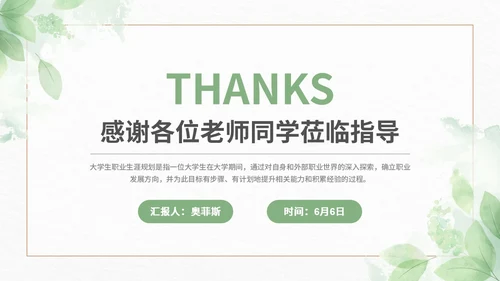 绿色小清新大学生职业生涯规划