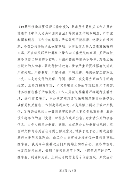 县民宗局保密工作自查报告.docx