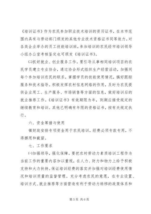 镇千名农村劳动力素质培训工程实施方案.docx