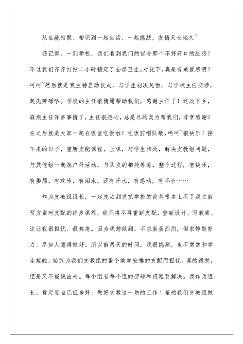 支教教师工作总结例文