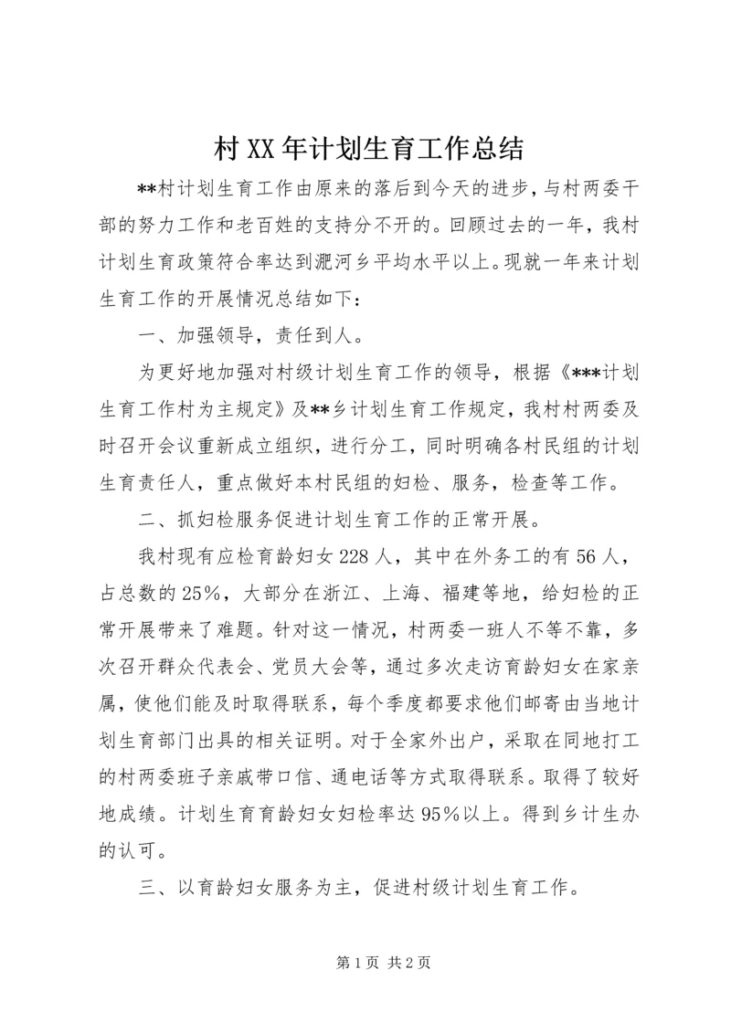 村XX年计划生育工作总结 (3).docx