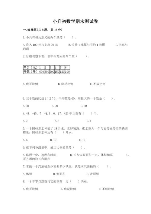 小升初数学期末测试卷含完整答案【名校卷】.docx