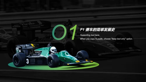 绿色赛事研究之F1方程式赛车赛事介绍PPT素材
