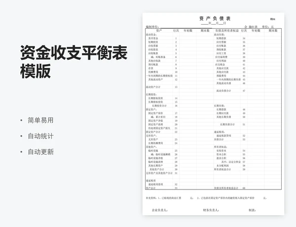 资金收支平衡表模版