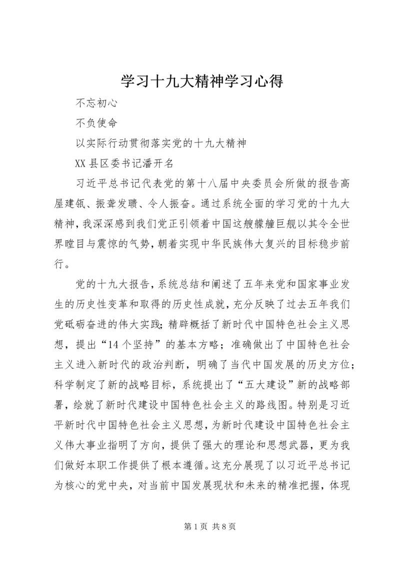 学习十九大精神学习心得.docx