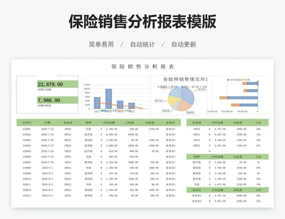 保险销售分析报表模版