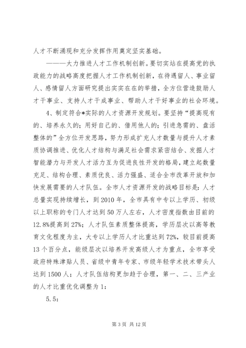 政府人才强市战略的意见.docx