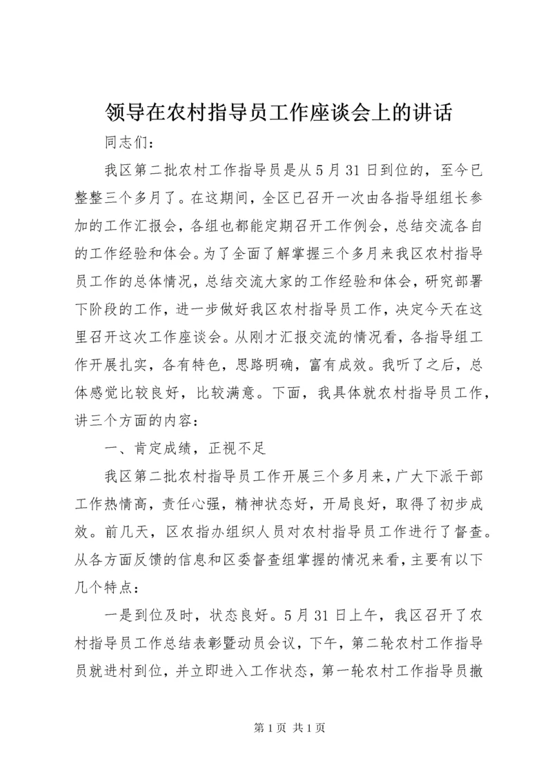 领导在农村指导员工作座谈会上的讲话.docx