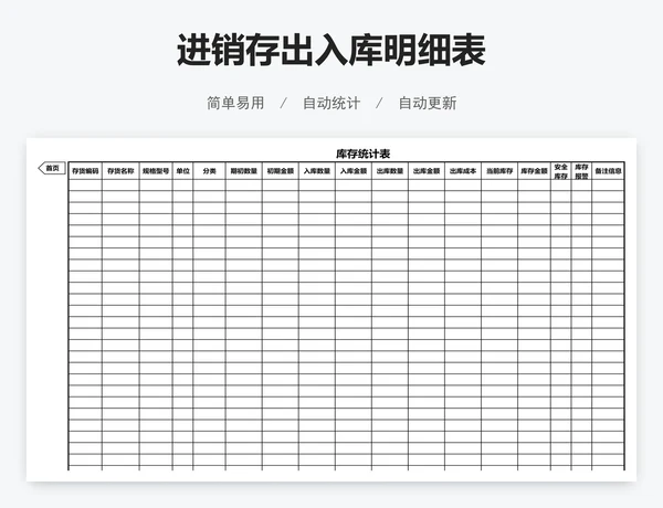 进销存出入库明细表