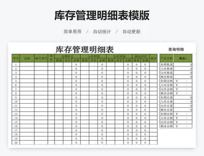 库存管理明细表模版