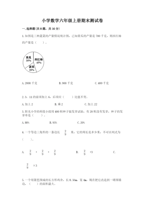 小学数学六年级上册期末测试卷附参考答案【突破训练】.docx