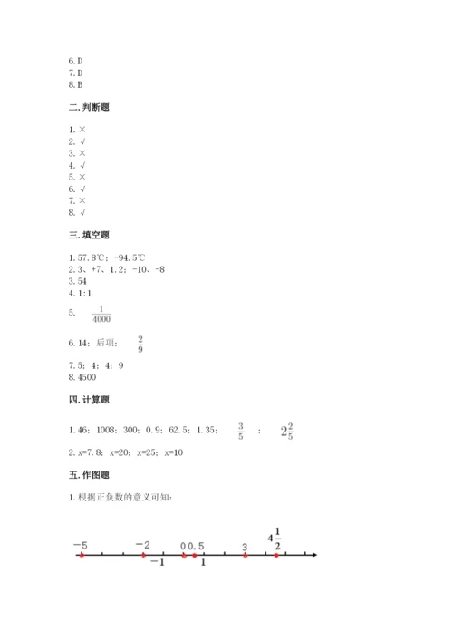 冀教版小学六年级下册数学期末综合素养测试卷附参考答案【预热题】.docx