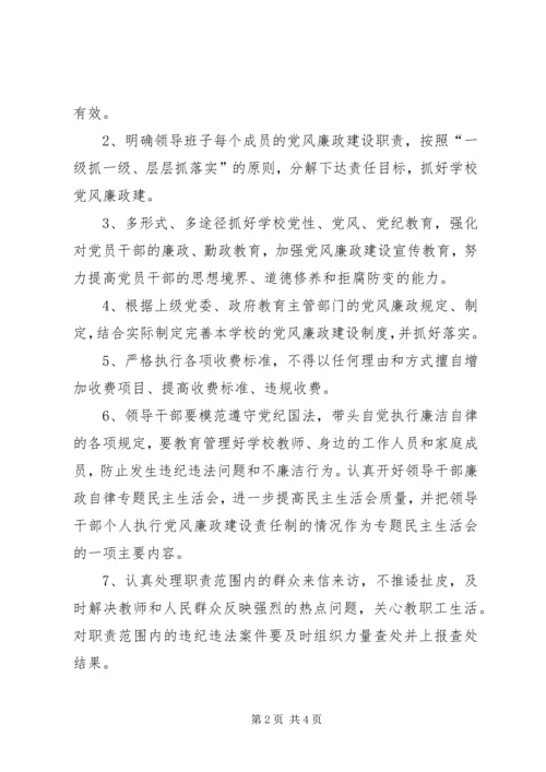 李园小学党风廉政建设责任书.docx