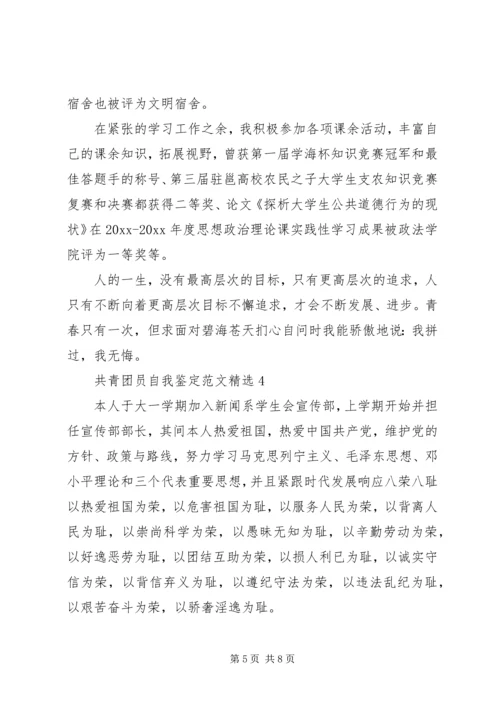 共青团员自我鉴定范文精选.docx