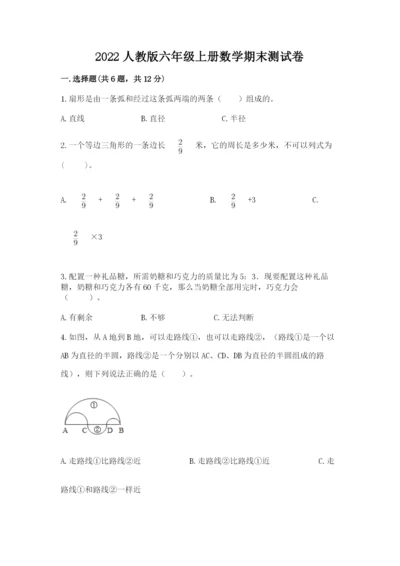 2022人教版六年级上册数学期末测试卷（精华版）.docx