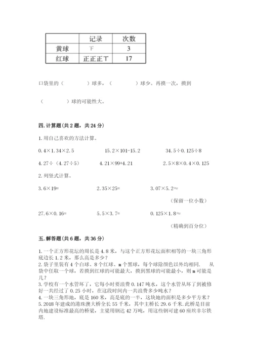 人教版五年级上册数学期末测试卷附答案【预热题】.docx