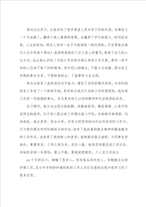 个人实习总结3篇