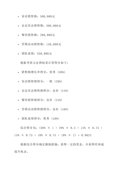 酒店总经理销售额考核方案