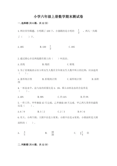 小学六年级上册数学期末测试卷（历年真题）word版.docx