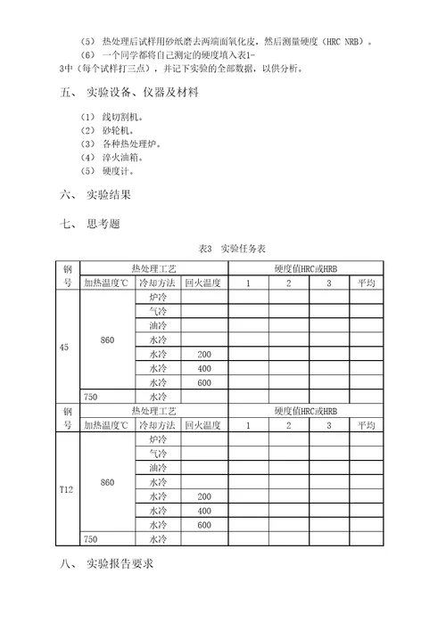 碳素钢热处理实验指导书完整版