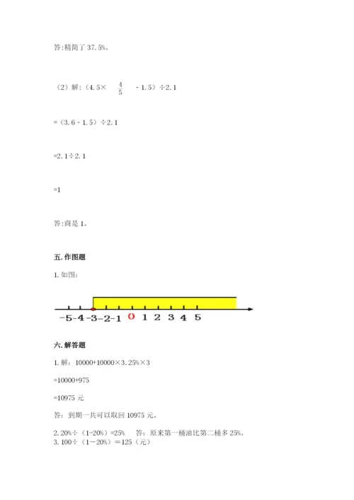 长丰县六年级下册数学期末测试卷有答案.docx