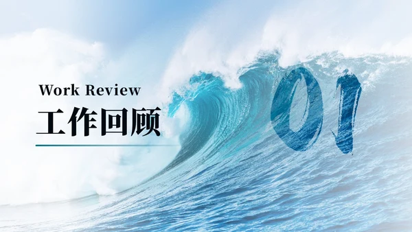 蓝色实拍励志风格海浪帆船冲浪凝心聚力破浪前行年中总结模板