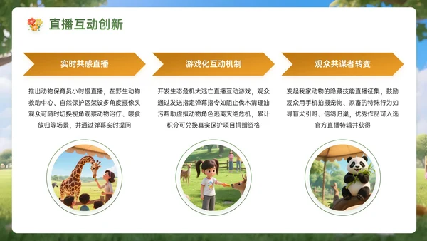 绿黄色3D关于世界动物日宣传活动主题PPT模板