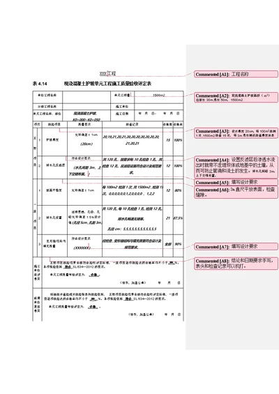 现浇混凝土护坡质量评定表填写【因为风】