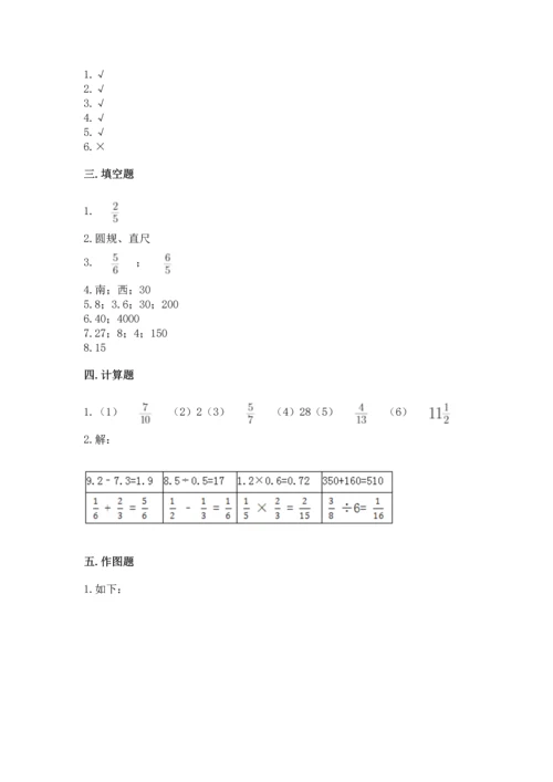 人教版六年级上册数学期末测试卷及参考答案（实用）.docx