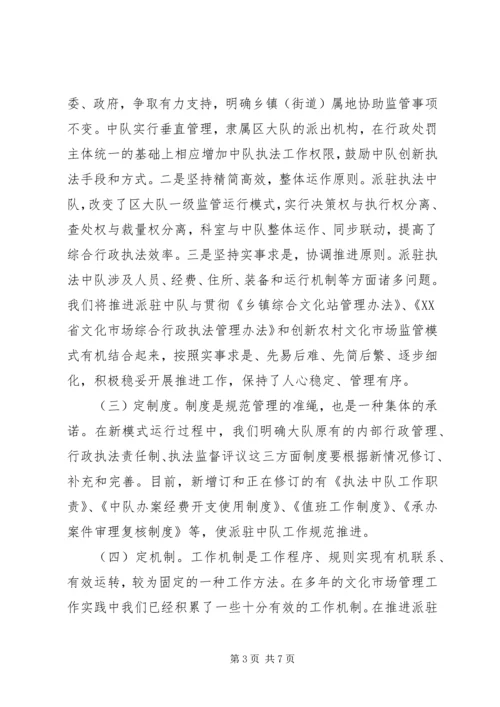 参加全省农村文化市场监管工作经验交流会材料.docx