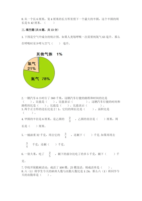 2022人教版六年级上册数学期末考试试卷（含答案）word版.docx