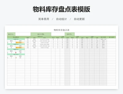 物料库存盘点表模版