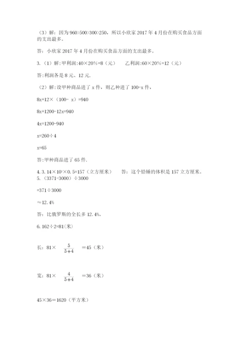 人教版数学六年级下册试题期末模拟检测卷含完整答案（典优）.docx