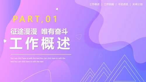 简约渐变紫色几何商务个人工作总结报告PPT模板