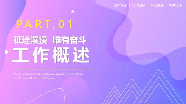 简约渐变紫色几何商务个人工作总结报告PPT模板