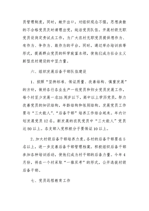 乡党委年组织工作计划