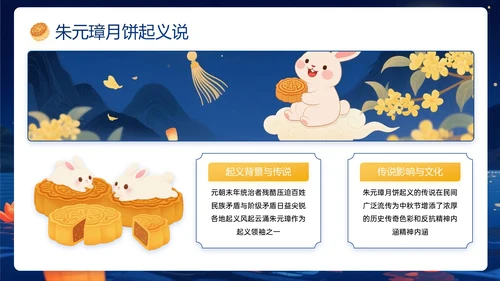 深蓝橙色中国风关于中秋节传统节日介绍PPT模板