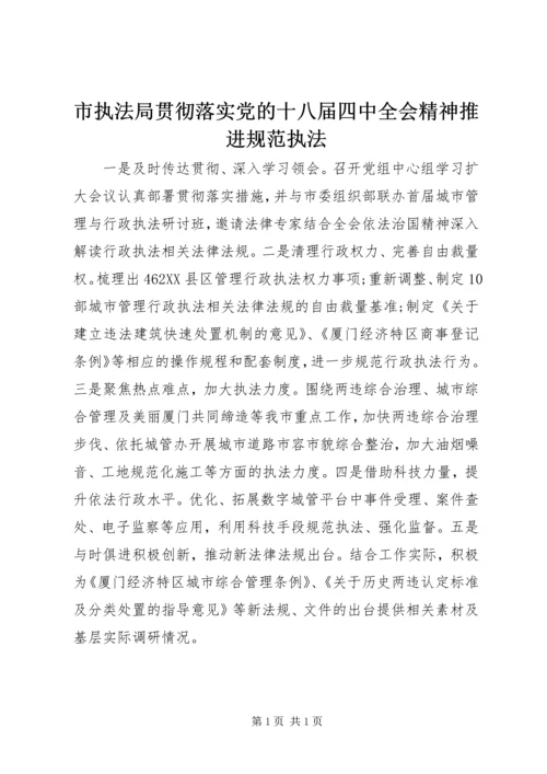 市执法局贯彻落实党的十八届四中全会精神推进规范执法.docx