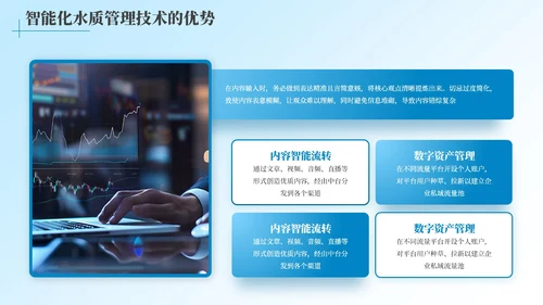 蓝色简约风全球水质改进的智能化之路工作汇报