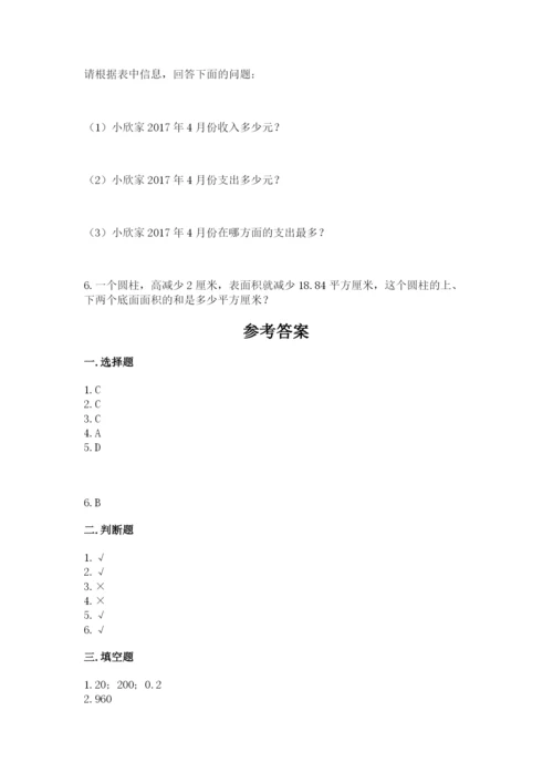 石家庄市行唐县六年级下册数学期末测试卷带答案.docx