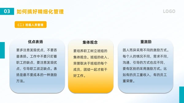 蓝色简约风班组精细化管理PPT