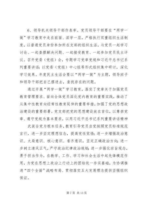 关于对“两学一做”学习教育第一专题工作总结.docx