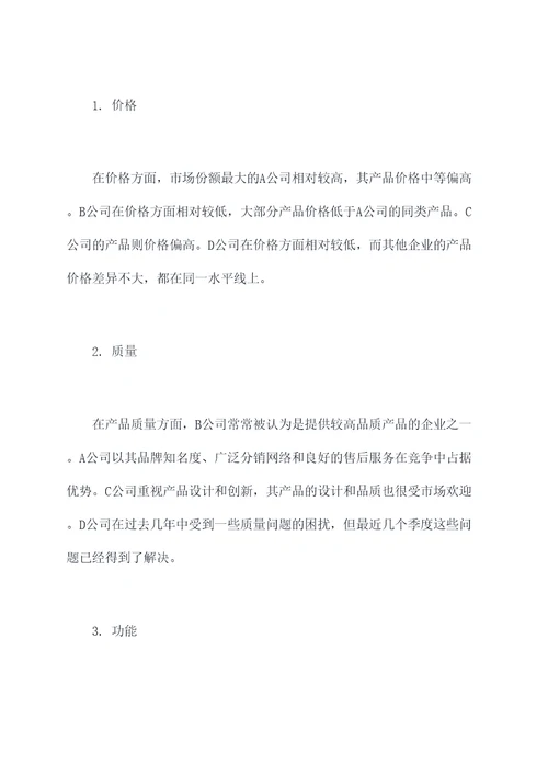 竞争对手调研报告