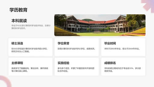 粉色简约风大学生能力简历PPT模板